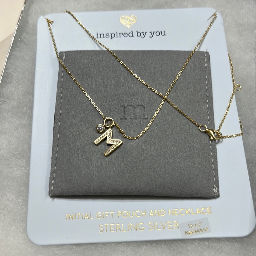Sterling silver initial “M” necklace